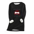 thumbnail image 1 of QUNYINEY Casual Womens Shirts Crew Neck Long Sleeve Quotes Black Tops Fleece Warm Pullover Loose Drop Shoulder T-Shirts, 1 of 2