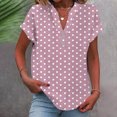 thumbnail image 1 of QUNYINEY Casual Womens Shirts V Neck Polka Dot Short Sleeve Tops Button Loose Cotton Linen Pullover Shirts, 1 of 5