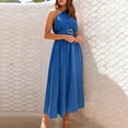 thumbnail image 1 of QUNYINEY Casual Womens Summer Dresses Solid Sleeveless A-Line Dress Flowy Cinched Waist One Shoulder Maxi Dresses, 1 of 6
