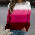 thumbnail image 1 of QUNYINEY Casual Womens Sweatshirts Crew Neck Red Long Sleeve Gradient Tops Drop Shoulder Loose Pullover Sweatshirts, 1 of 4