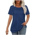 thumbnail image 1 of QUNYINEY Casual Womens Tops Trendy Pullover Short Sleeve Crew Neck Solid Shirts Cut Out Loose Women Shirts, 1 of 6