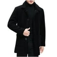 thumbnail image 1 of QUNYINEY Coats for Men Black Solid Long Sleeve Faux Fur Overcoat Loose Button Down with Pocket Outerwear Coats, 1 of 7