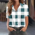 thumbnail image 1 of QUNYINEY Collared Women Button Down Shirts Plaid Casual Short Sleeve Blouses Loose Office Womens Blouse, 1 of 4