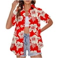 thumbnail image 1 of QUNYINEY Collared Women's Button Down Shirts Hawaiian Short Sleeve Casual Tops Summer Beach Loose Tops for Women, 1 of 6