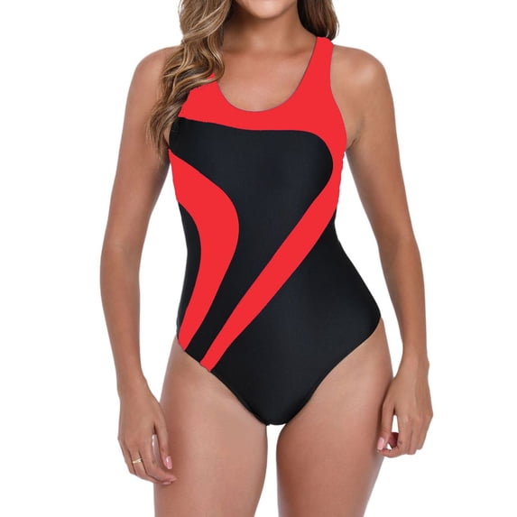 QUNYINEY Colorblock Women's One-Piece Swimsuits Tummy Control Bathing Suit Cut Out Slimming Swimwear
