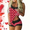 thumbnail image 1 of QUNYINEY Comfy Pajamas for Women Set Love Heart Valentine Lace Loungewear Sleeveless Tank Tops and Shorts Crew Neck Loose Fit Womens 2 Piece Outfits, 1 of 6