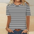 thumbnail image 1 of QUNYINEY Crew Neck Shirts for Women Trendy Short Sleeve Casual Striped Tops Slim Pullover T-Shirts, 1 of 4