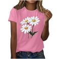 thumbnail image 1 of QUNYINEY Crew Neck Spring Shirts for Women 2025 Floral Casual Short Sleeve Tops Pullover Going Out Loose Shirts, 1 of 4