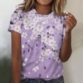 thumbnail image 1 of QUNYINEY Crew Neck Tee Shirts Womens Casual Short Sleeve Floral Tops Loose Pullover Shirts, 1 of 5