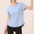 thumbnail image 1 of QUNYINEY Crew Neck Women Shirts Solid Casual Short Sleeve Pullover Tops Workout Loose Breathable Tops for Women, 1 of 4