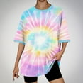 thumbnail image 1 of QUNYINEY Crew Neck Women's Shirts Casual Tie Dye Short Sleeve Tops Loose Summer Pullover Women Tops, 1 of 5