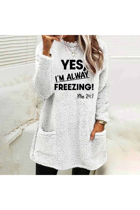 Crew Neck Womens Casual Tops Long Sleeve Fleece Leaf Shirts with Pocket Pullover Loose Fit Warm Tshirts Shirts for Women