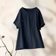 thumbnail image 1 of QUNYINEY Crew Neck Womens Summer Tops Casual Solid Short Sleeve Blouses Pullover Bow Cotton Linen Loose Tops, 1 of 4