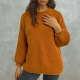 thumbnail image 1 of QUNYINEY Crew Neck Womens Sweaters Fall Pullover Solid Orange Cable Knit Tops Regular Long Sleeve Casual Sweaters, 1 of 4