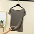 thumbnail image 1 of QUNYINEY Crew Neck Womens T Shirts Casual Solid Short Sleeve Tops Loose Split Hem Pullover Shirts, 1 of 3