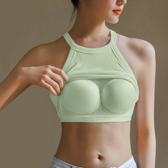 QUNYINEY Crew Neck Womens Tank Top Camisole Solid Sleeveless Casual Tops Summer Loose with Built in Bra Tank Tops