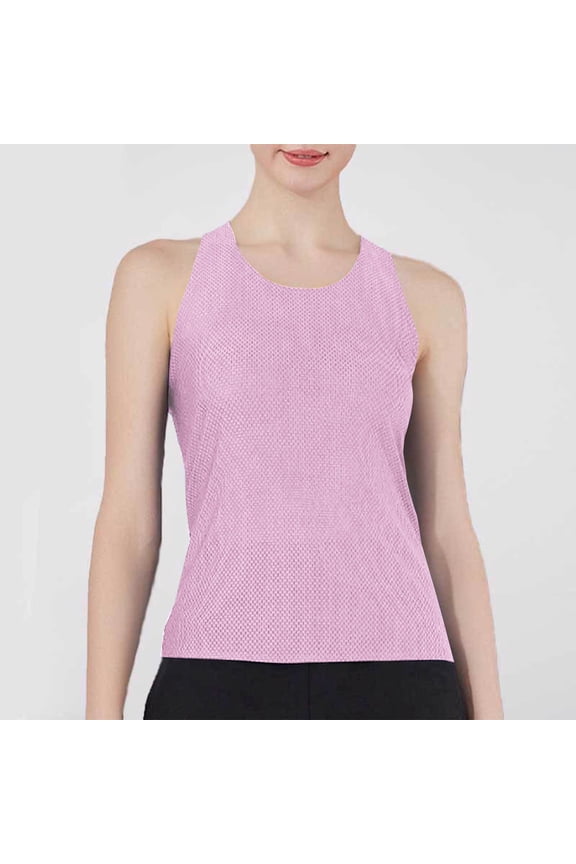 Crewneck Tank Top Women Athletic Solid Sleeveless Muscle Shirts Stretch Workout Loose Tank Tops