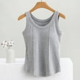 thumbnail image 1 of QUNYINEY Crewneck Womens Tank Top Casual Sleeveless Solid Muscle Shirts Loose Built In Pads Tank Tops, 1 of 4