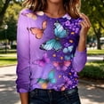 thumbnail image 1 of QUNYINEY Cute Over Sized T Shirt Women Casual Butterfly Long Sleeve Graphic Tees Going Out Loose Fit Pullover Crew Neck Trendy Tops for Women 2026, 1 of 8