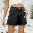 thumbnail image 1 of QUNYINEY Cutoff Jean Shorts for Women Comfort Waist Casual Solid Slim with Pockets Button Shorts, 1 of 7
