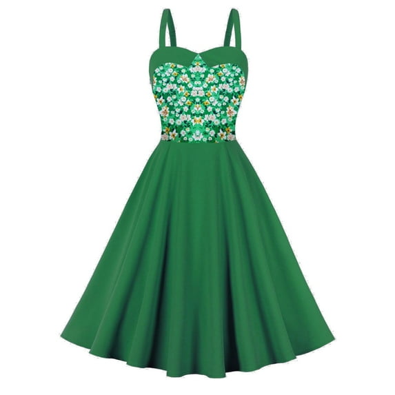 QUNYINEY Dresses for Women 2025 Sleeveless Casual Floral A-Line Dress V Neck Flowy Vacation Midi Sundress