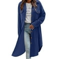 thumbnail image 1 of QUNYINEY Fall Coats for Women Corduroy Long Blue Trench Coat with Pockets Loose Fit Long Sleeve Single Breasted Turndown Collar Women Jacket, 1 of 9