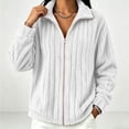 thumbnail image 1 of QUNYINEY Full-Zip Fleece Jackets for Women Plus Size without Hood White Lightweight Outerwear Jackets Winter Double Sided Fleece Long Sleeve Stand Colla Coats, 1 of 7