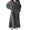 thumbnail image 1 of QUNYINEY Gray Plus Size Nightgowns for Women Flannel Long Sleeve Nightwear Warm Crew Neck with Pocket Loose Fit Women's Lounge, 1 of 6
