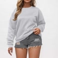 thumbnail image 1 of QUNYINEY Gray Sweatshirt for Women Crew Neck Solid Long Sleeve Casual Tops Drop Shoulder Loose Pullover Sweatshirts, 1 of 6
