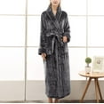 thumbnail image 1 of QUNYINEY Gray Womens Robes Sleepwear Long Fleece Solid Bathrobe Shawl Collar Long Sleeve Jacquard Heavyweight Belt Loungewear, 1 of 7