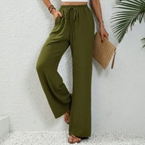 QUNYINEY Green Women Sweatpants Open Bottom Workout Casual Wide Leg Athletic Pant Green Relaxed Fit Elastic Waist Drawstring with Pockets Sweatpants