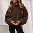 thumbnail image 1 of QUNYINEY Half Zip Womens Plus Sherpa Fleece Jacket Lightweight Outerwear Jackets Warm Long Sleeve Solid Color Stand Colla Coats, 1 of 8