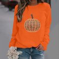 thumbnail image 1 of QUNYINEY Halloween Women Sweatshirt Pumpkin Crew Neck Pullover Graphic Tops Fall Long Sleeve Loose Fit Casual Sweatshirts, 1 of 6