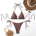 thumbnail image 1 of QUNYINEY High Waisted Women's Bikini Sets Brown Triangle 2 Piece Bathing Suits Tummy Control Tie Side Swimsuit Sets, 1 of 6