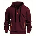 thumbnail image 1 of QUNYINEY Hooded Men Hoodies 1/4 Zip Solid Red Pullover Sweatshirt Heavyweight Athletic Long Sleeve Multi Pocket Hoodie Sweatshirt Men, 1 of 5