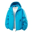 thumbnail image 1 of QUNYINEY Hooded Womens Fall Jackets Zip Up Windbreaker with Pockets Blue Outwear Long Sleeve Waterproof Loose Fit Outdoor Women's Winter Coats, 1 of 4