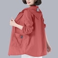 thumbnail image 1 of QUNYINEY Hooded Womens Lightweight Jackets Solid Casual Zip Up Coats Sun Protection Loose with Pockets Jacket, 1 of 5