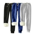 thumbnail image 1 of QUNYINEY Jogger Pants for Women Trendy Winter 3 Pc Black Fleece Lined Loungewear Workout Drawstring Elastic Waist Relaxed Fit Black Pants, 1 of 7