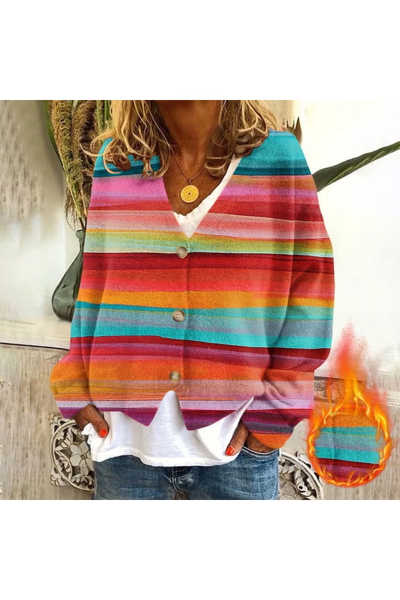 Lightweight Womens Fall Jacket Flannel Colorblock Outerwear Long Sleeve Loose Fit Button Down V Neck Warm Fall Coats for Women 2025