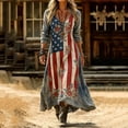 thumbnail image 1 of QUNYINEY Casual Dresses for Women Long Independence Day Patriotic Long Sleeve A Line Dress V-Neck Loose Fit Flowy Summer Dresses, 1 of 4