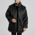 thumbnail image 1 of QUNYINEY Long Sleeve Mens Coats Black Faux Fur Solid Overcoat Warm Cardigan Loose Outerwear Coats, 1 of 5