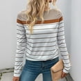 thumbnail image 1 of QUNYINEY Long Sleeve Shirts for Women Trendy Casual Striped Classic T-Shirt Loose Pullover Crewneck Tops, 1 of 9