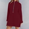 thumbnail image 1 of QUNYINEY Long Sleeve Sweatshirts for Women Trendy Solid Half Zip Mock Neck Tops Pullover Casual Loose Fit Mid Length Clothes for Women, 1 of 7
