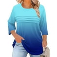 thumbnail image 1 of QUNYINEY Long Sleeve T Shirts for Women Crew Neck Casual Cotton Gradient Tunic Top Pullover Pleated Plus Size Loose Fit Classic T-Shirt Birthday Outfits for Women, 1 of 5