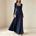 thumbnail image 1 of QUNYINEY Long Sleeve Womens Dresses Blue Formal Long Elegant Wedding Guest Dress Party Slim Fit A Line Square Neckline Dresses S-2XL, 1 of 9