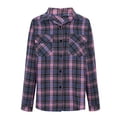 thumbnail image 1 of QUNYINEY Long Sleeve Womens Shirts Plaid Collared Purple Casual Tops Loose Button Down Drop Shoulder with Pocket T-Shirts Womens Tops, 1 of 4
