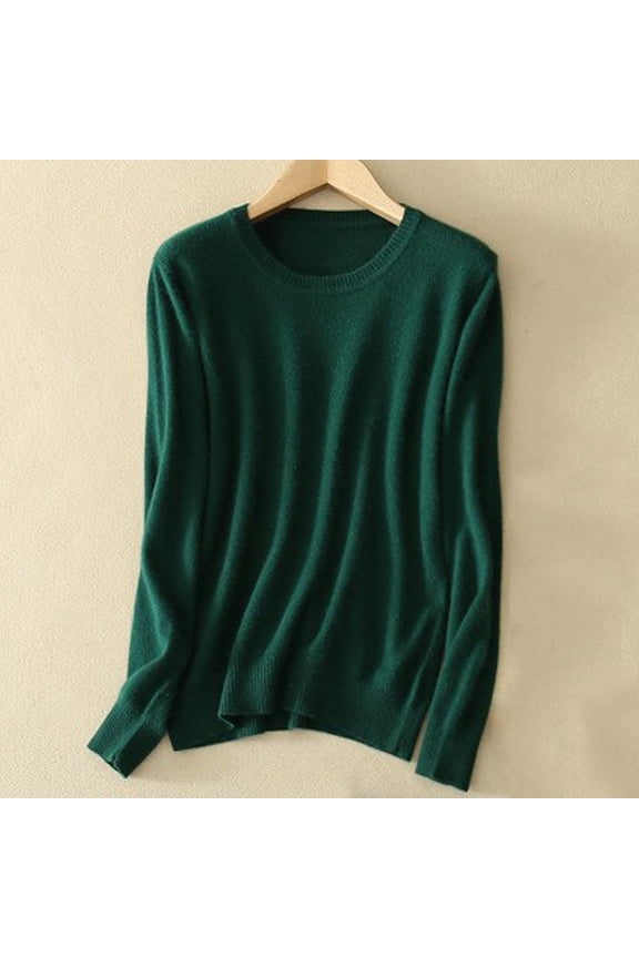 Long Sleeve Womens T Shirts Casual Crew Neck Solid Green Tops Loose Pullover Drop Shoulder T-Shirts