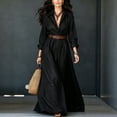 thumbnail image 1 of QUNYINEY Long Womens Dresses Long Sleeve Black Flowy Casual A Line Dress Button Down Commute Collared Casual Slim Fit Dresses, 1 of 9