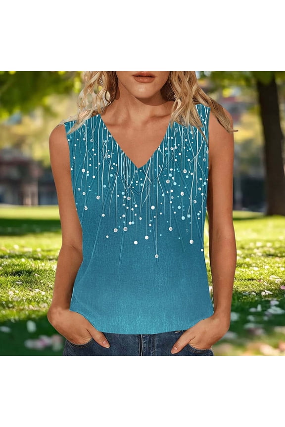 Loose Fit Women Tank Tops Boho Summer Tops Pleated Sleeveless V Neck Women Shirts