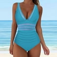 thumbnail image 1 of QUNYINEY Monokini Womens Swimsuits One Piece V Neck Solid Standard Straps Bathing Suit Tummy Control Mesh Swimwear, 1 of 4